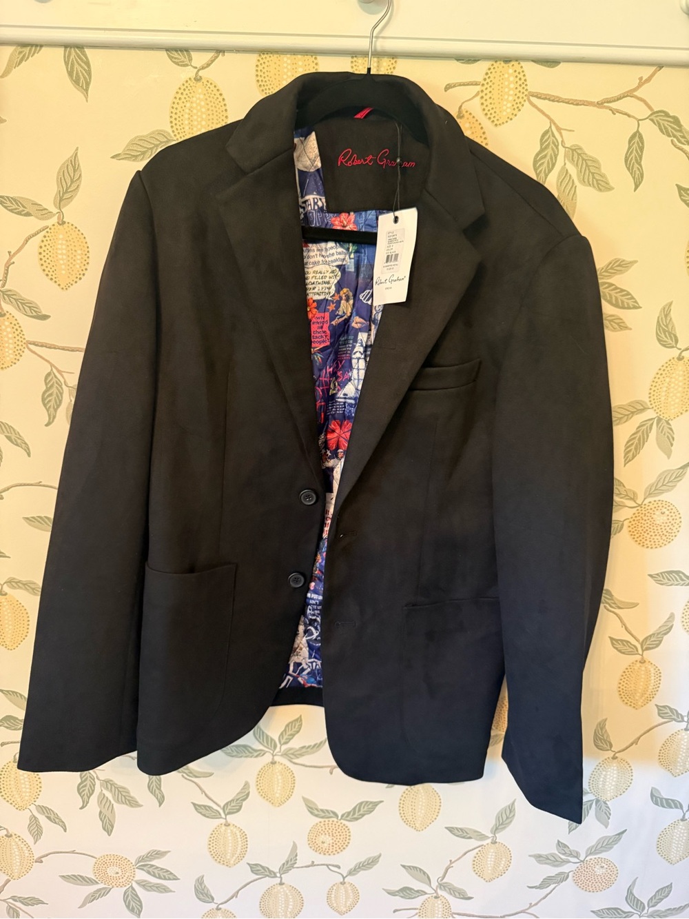Robert Graham Black Sport Coat with Colorful Floral Lining